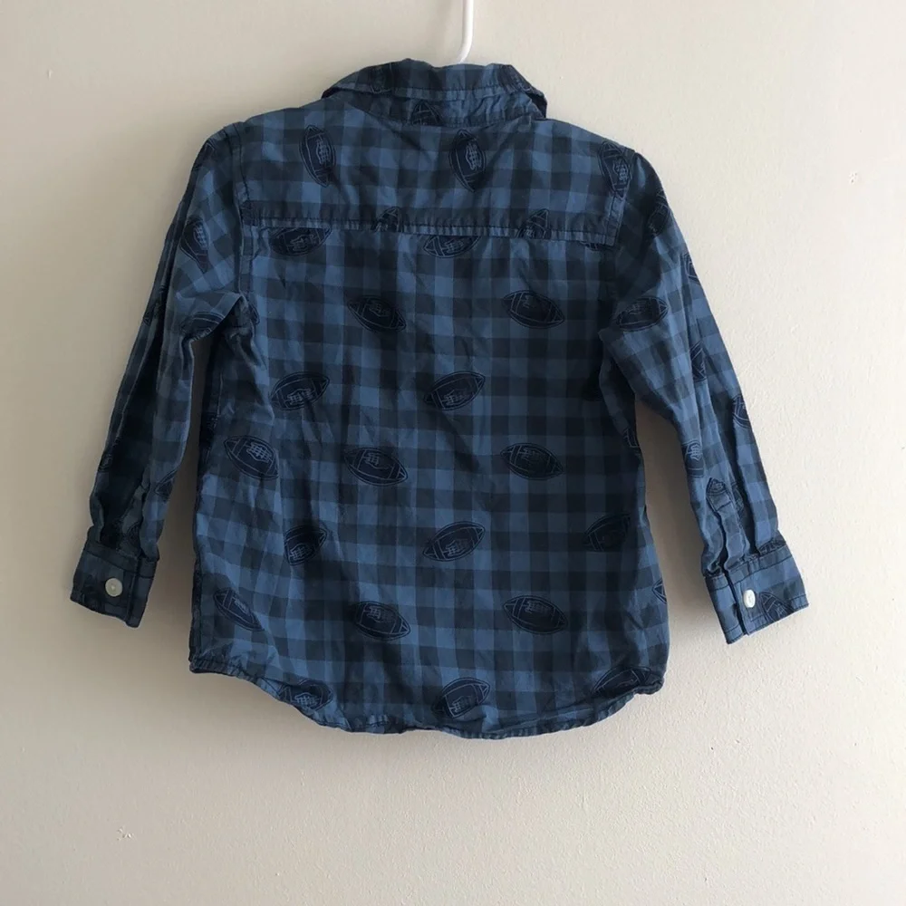 GYMBOREE plaid blue football button up 2T